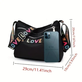 حقيبة كروس عصرية بنمط حروف، حقيبة كتف كاجوال بسحاب ذات سعة كبيرة، حقيبة ساعي أكسفورد عصرية للنساء والفتيات 2