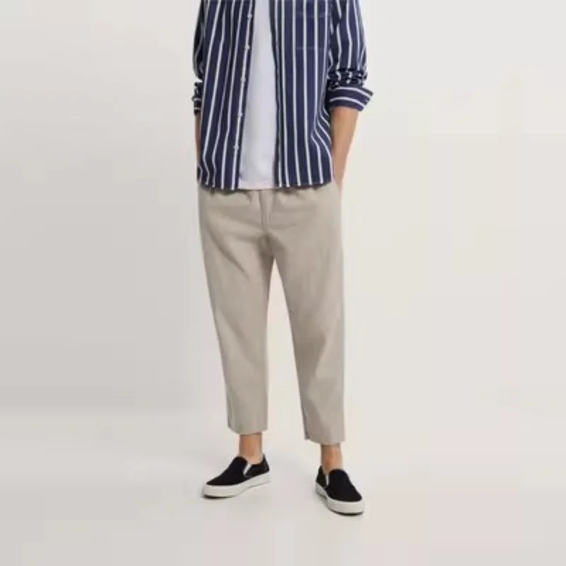 

Men's Cotton Linen Pants Men's Autumn New Fashion Breathable Solid Color Casual Comfort Jogging Fitness Streetwear RA