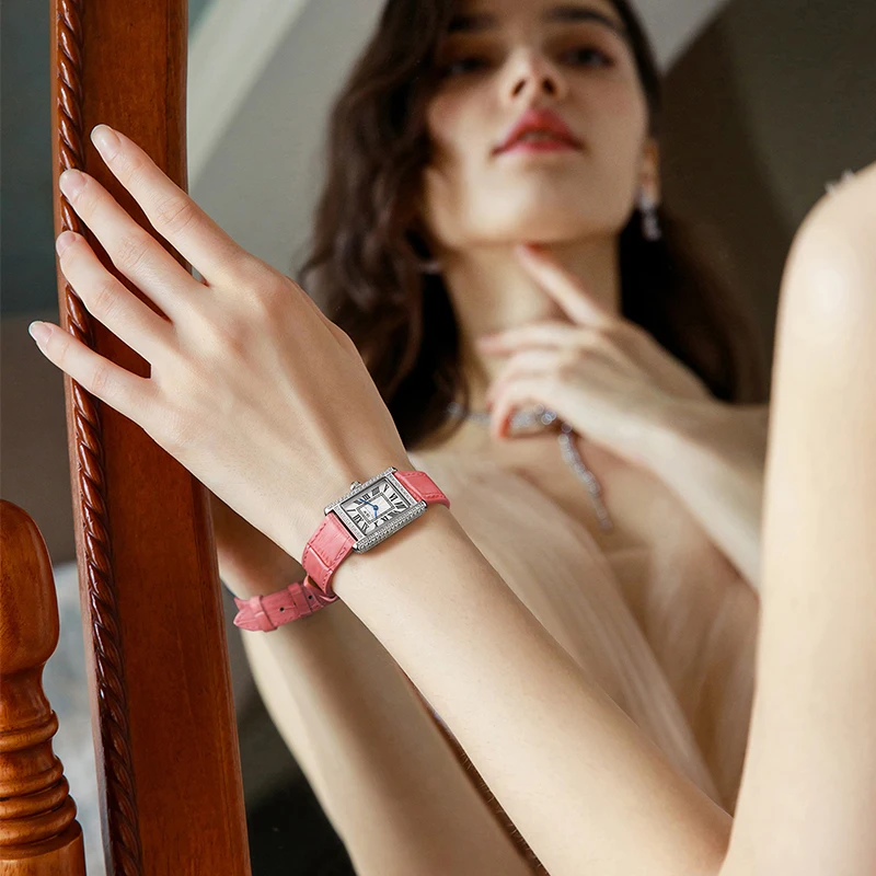 I&W CARNIVAL Brand Women Fashion Watch Ladies Luxury Quartz Watch 5mm Ultra Thin Rectangle Waterproof Clock 2022 New Reloj Mujer