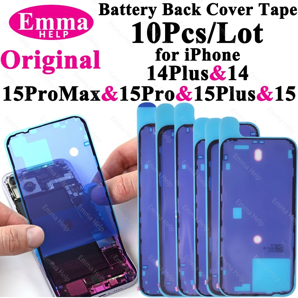 10pcs/pack Original Battery Back Cover Sticker For iPhone 15 Pro Max 14 Plus Water Resistant Back Glass Gasket Tape Glue Adhesiv