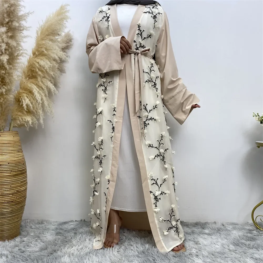 

Retro Ethnic Cardigan Robe Embroidery Muslim Women Abaya Dubai Middle Eastern Saudi Arabia Eid Clothes for Muslim Women Vestidos