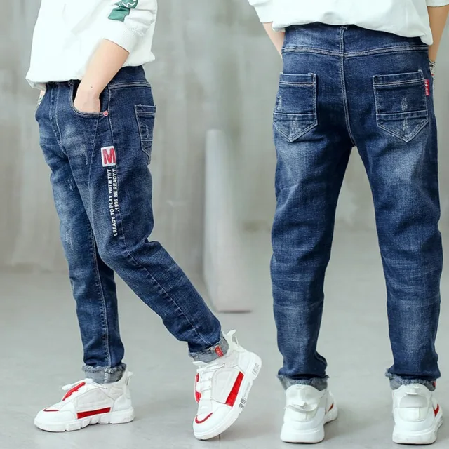 Jean slim fit pour garçons de 3 à 12 ans, style décontracté, avec lettres M, pantalon long pour enfants, cadeau d'anniversaire pour enfants élégants 1