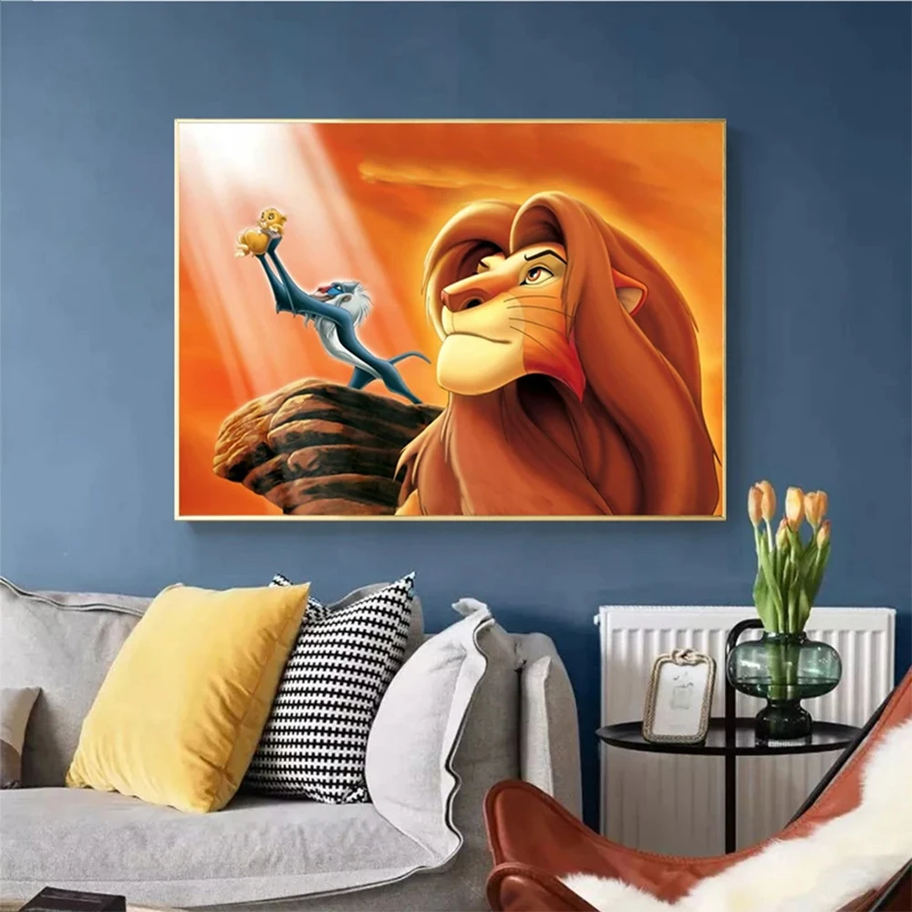 

Disney Cartoon Animal Lion King Movie Art Canvas Print Wall Art Decoration Living Room And Home Printing Room Gifts for Children