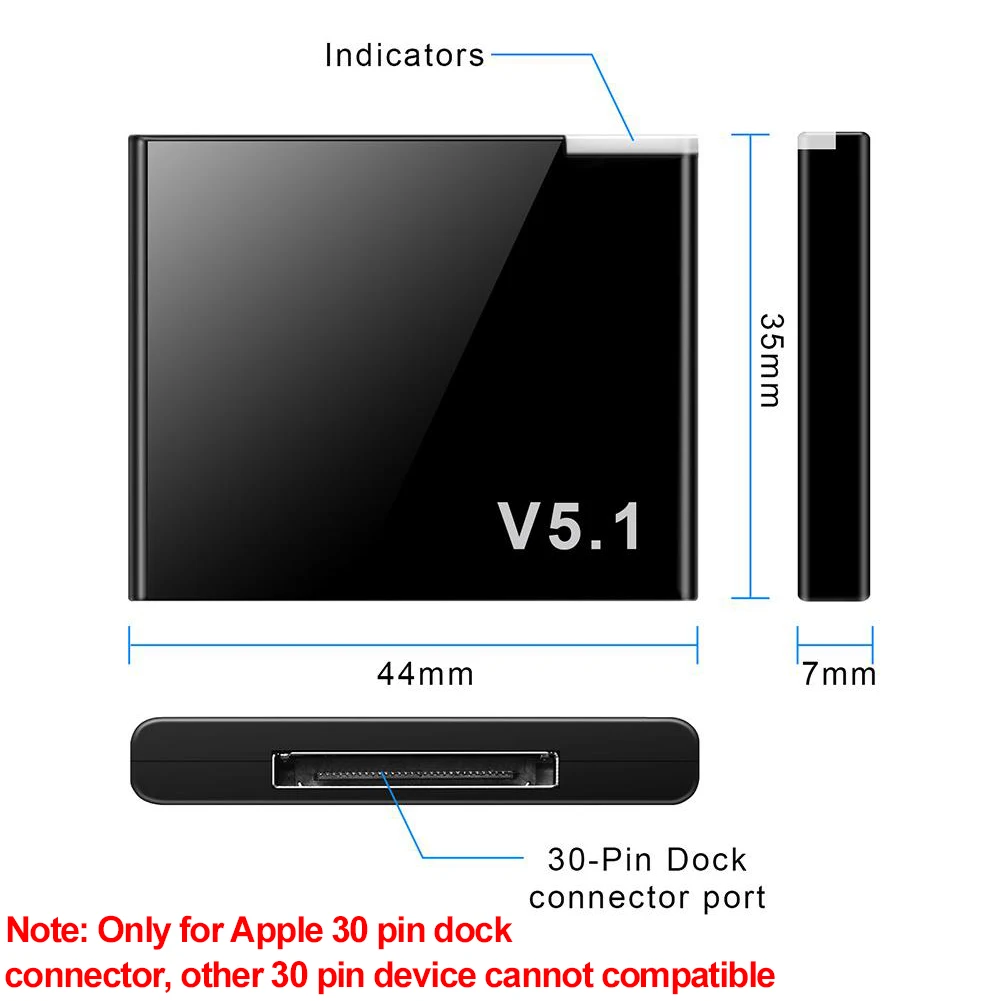 Mini 30 Pin Bluetooth-compatible 5.1 Music Receiver Wireless Audio Adapter For iPhone 30 Pin Jack Analog Speaker Accessories