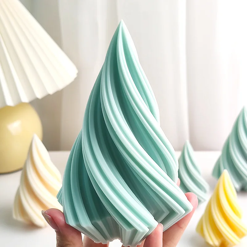 Silicone Candle Mold 3D Pointed Spiral Candle Silicone Mold Rotating Wave Geometry Cake Chocolate Soap