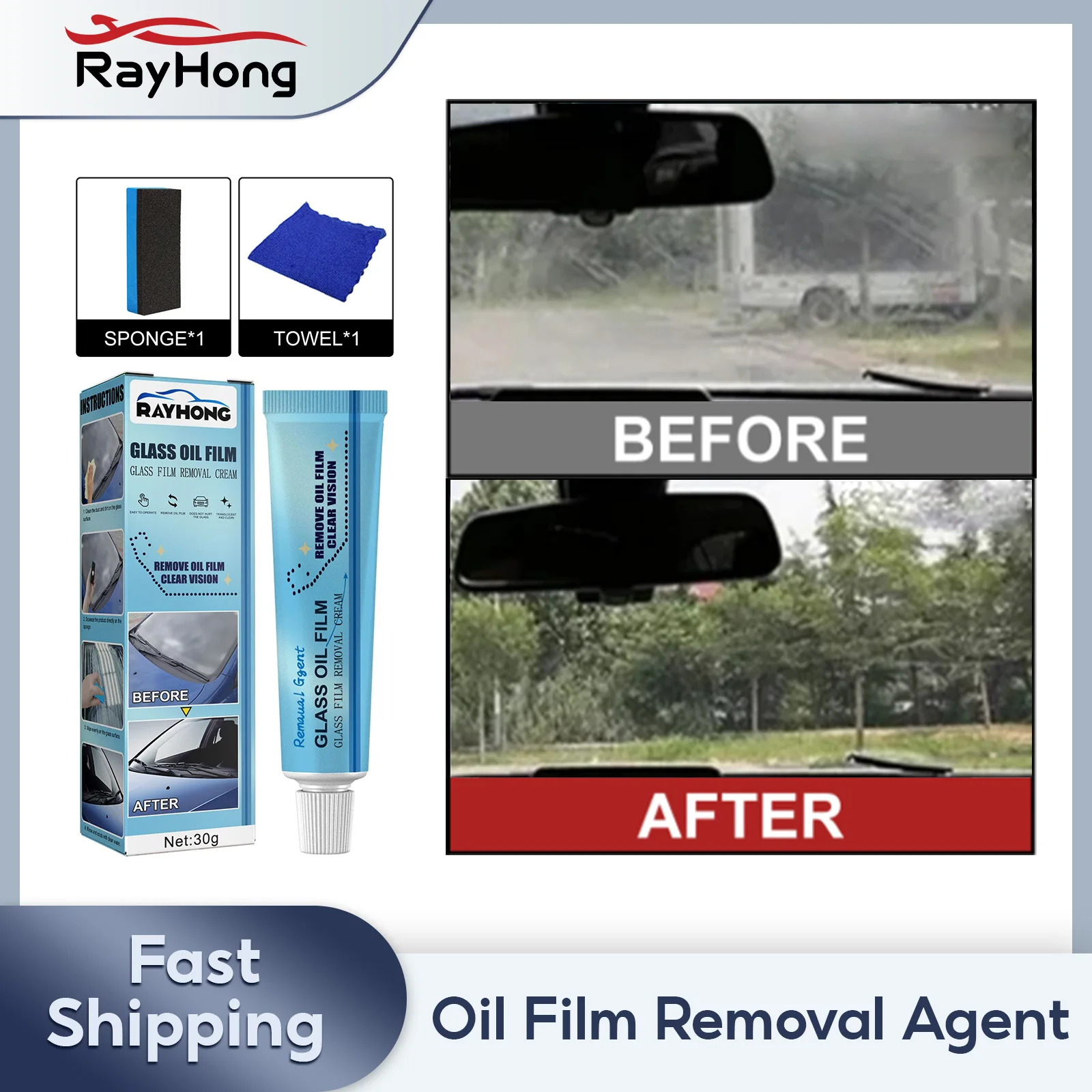 

Oil Film Removal Agent Windshield Polishing Degreaser Glass Hydrophobic Anti Rain Coating Water Repellent Oil Film Glass Cleaner