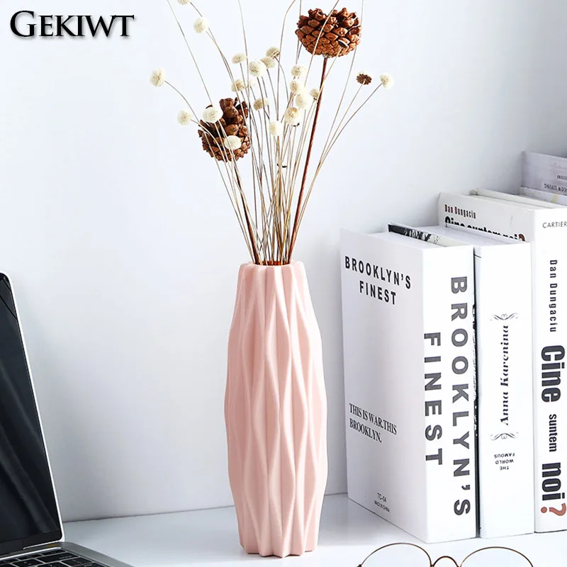 Diamond Pattern Plastic Smooth Vase Plants Basket Nordic Wedding Decorative Dining Durable for Living Room Bedroom Home Decora 5