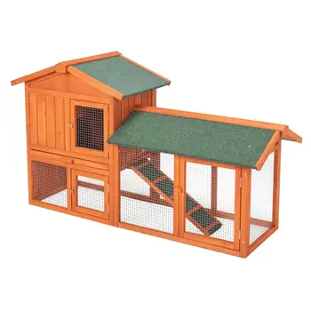 61-Inch Wooden Chicken Coop & Rabbit Hutch - Outdoor Poultry Cage & Habitat for Hens and Bunnies 1