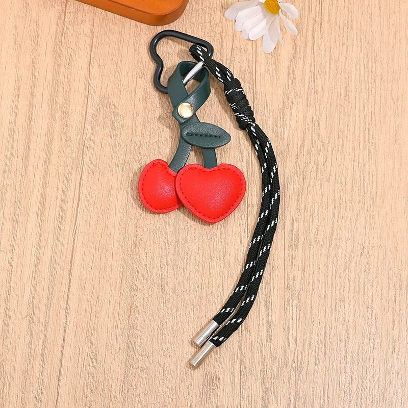 Keychain Cherry Pendant Creative Bag Women Schoolbag Leather Bag Charm Accessories Vintage Versatile Bag Keychain