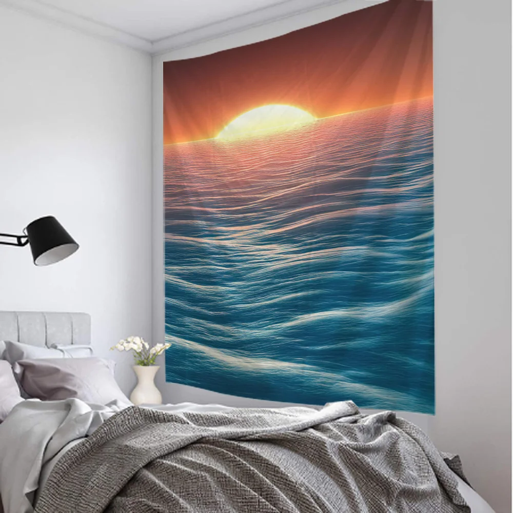 Tapestry Decor Sea wave light art tapestry room decoration wall hanging cloth