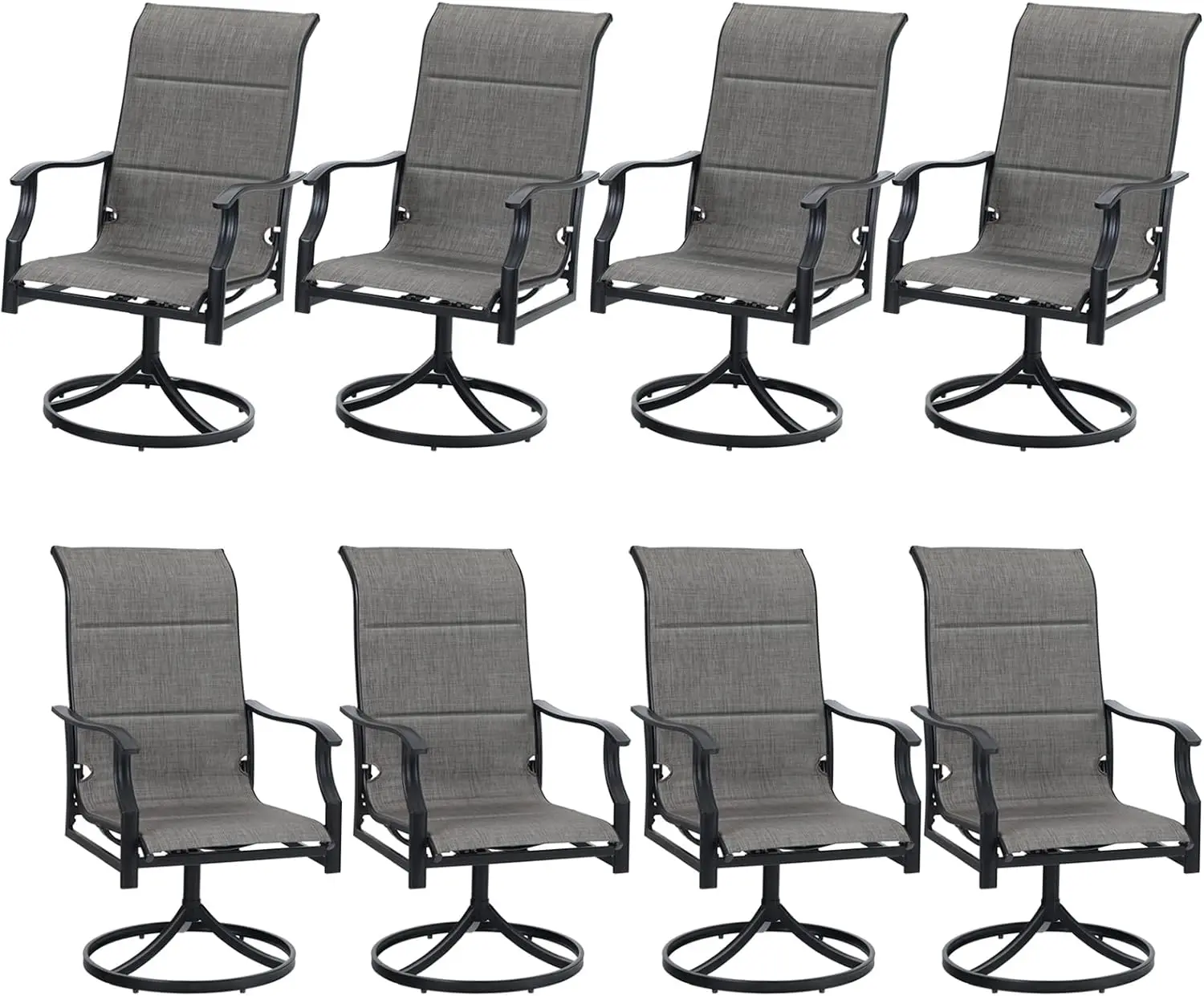 

Outdoor Dining Chairs, High Back Textilene Fabric Padded Armchairs with E-Coated Steel Frame for Patio, Porch, Deck, Yard