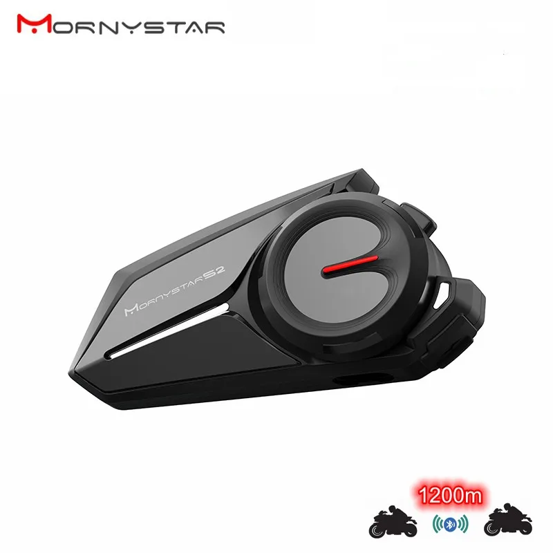 Mornystar S2 Bluetooth 5.1 Casco Moto Interfono Auricolare Microfono Morbido/Duro Comunicatore Interfono Lettore Mp3