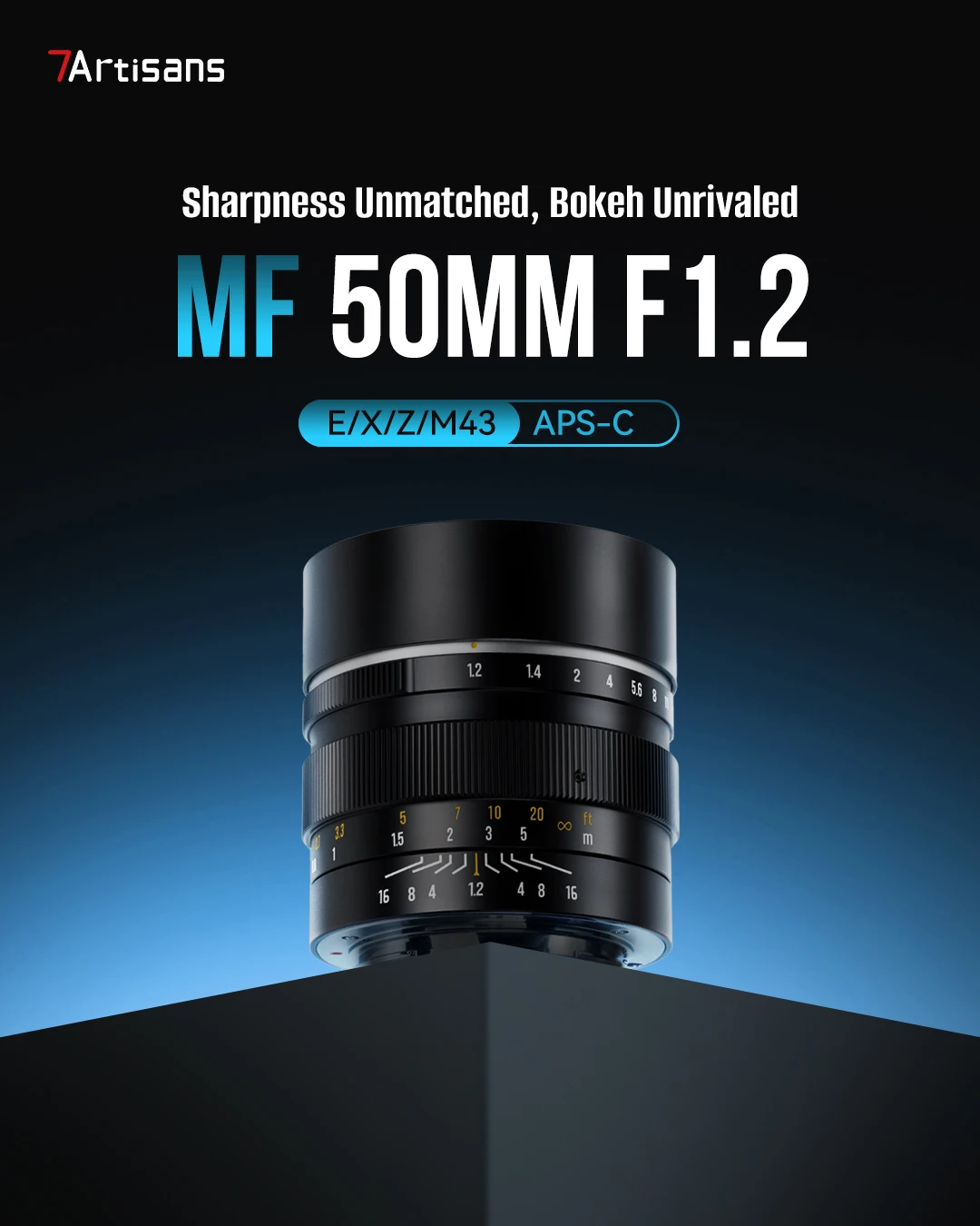 7artisans 50mm F1.2 수동 초점 대구경 ABS-C 프라임 렌즈 ( E/후지 X/니콘 Z/MFT 마운트 카메라용) 몽환적인 보케 효과