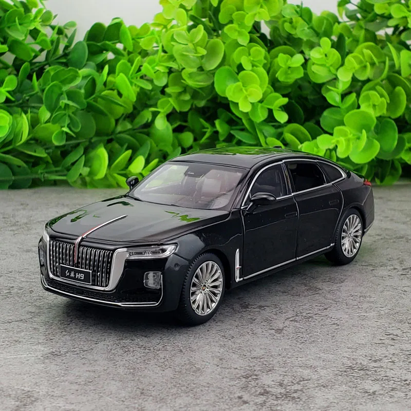 High Simulation 1/32 HONGQI H9 Luxury Parade Vehicle Model Alloy Steering Shock Sound Light Toy Car Christmas Gift Collection