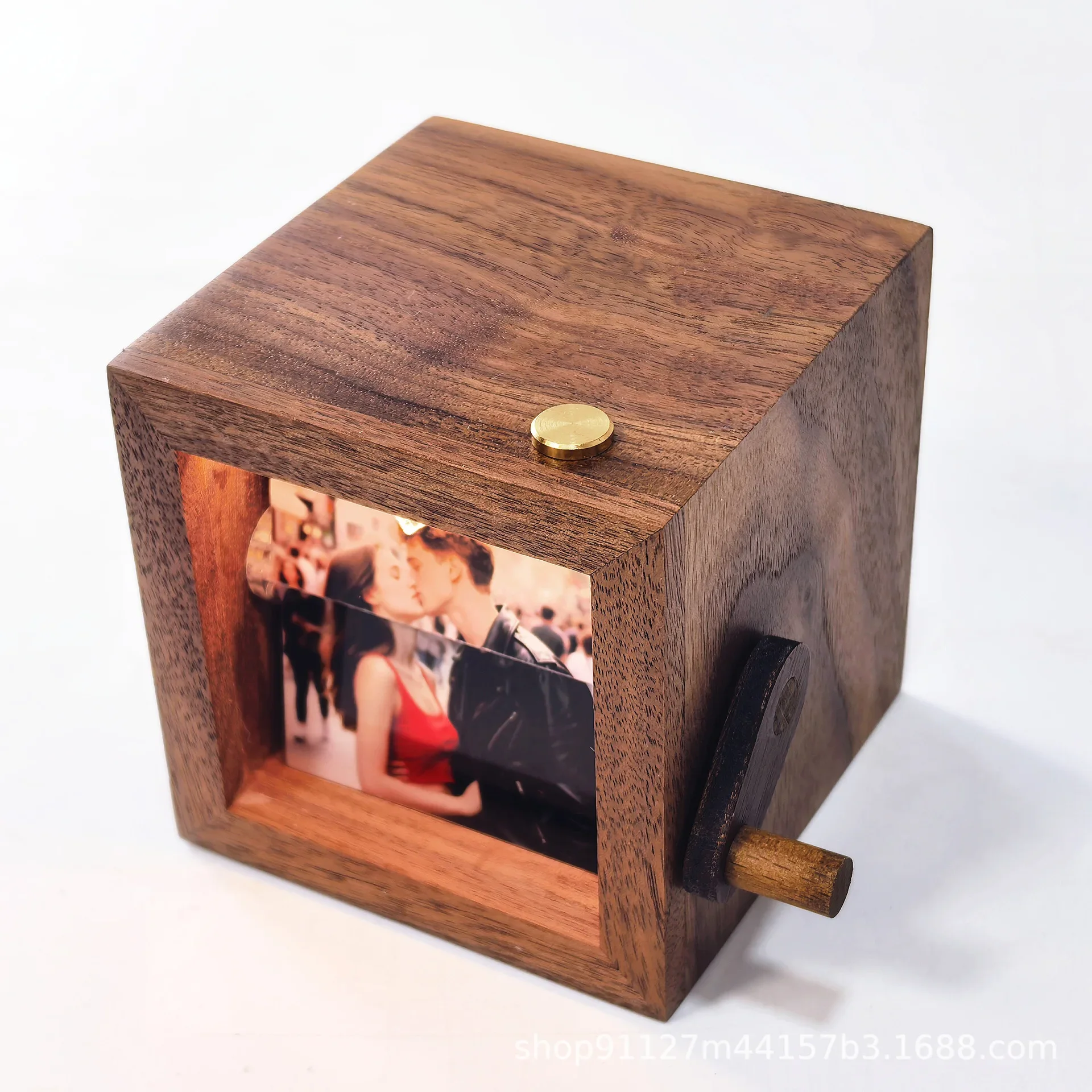 Wooden Hand Cranked Photo Album with Night Light