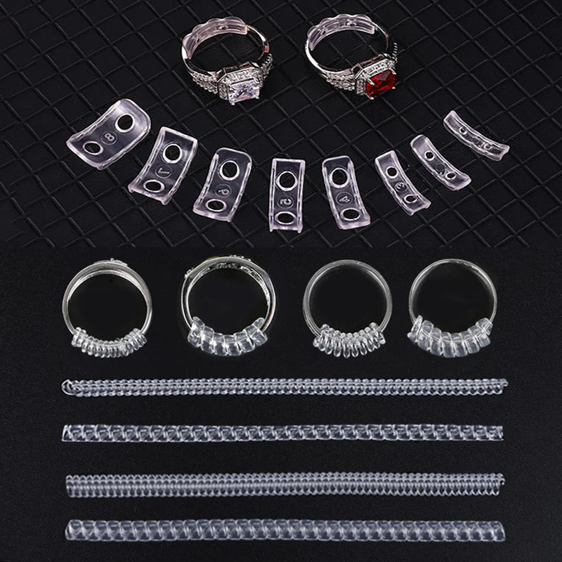 Ékszer szerszámok Spirál based Porond méret adjuster 4pcs/set Porond adjuster Láthatatlan Áttetsző tightener resizing Munkaeszköz ékszer Őrség