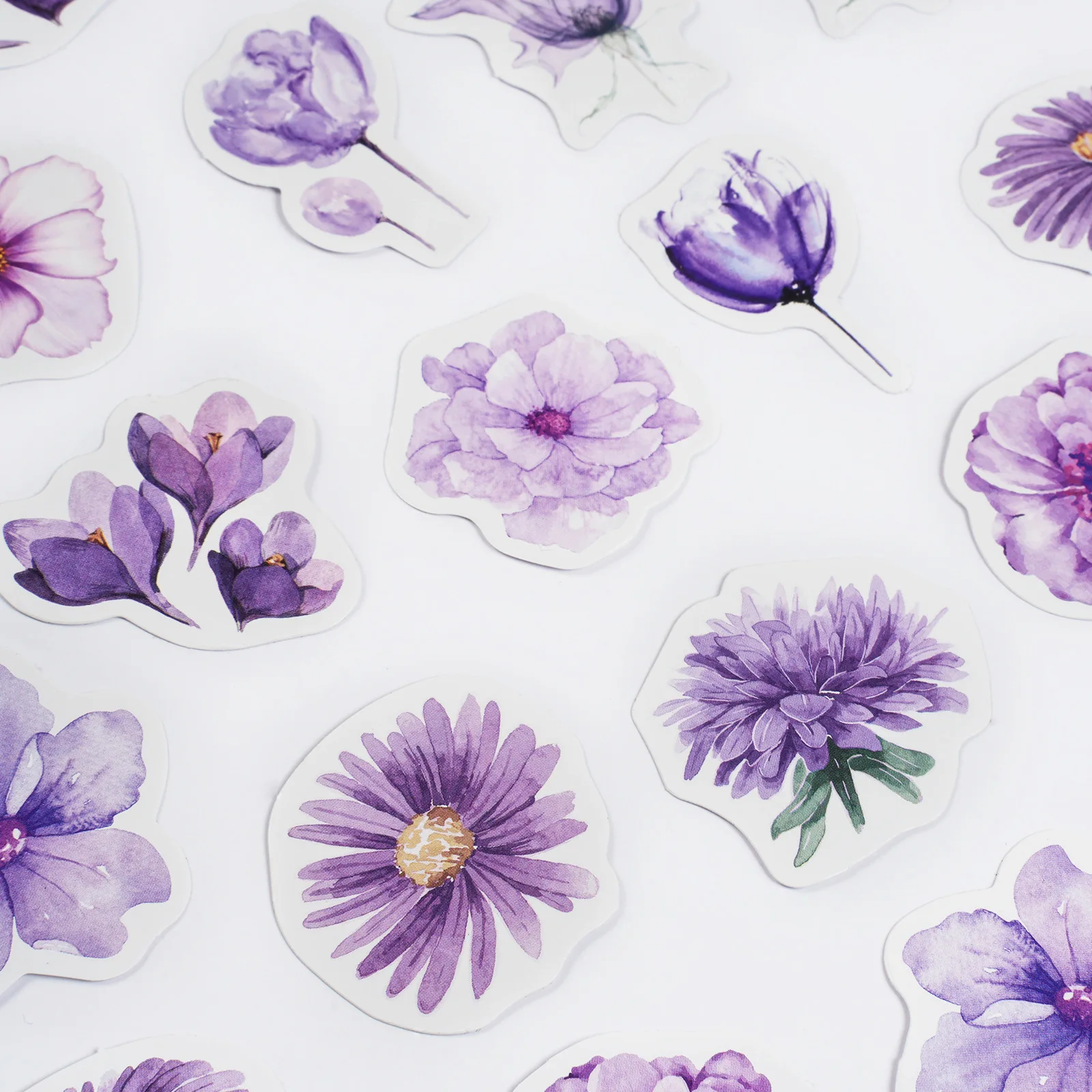 46pcs/set Purple Flowers  Scrapbooking DIY Craft Stickers Diary Planner Stationery Stickers Mobile Decorative Stickers