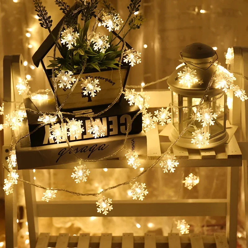 Christmas Tree Snowflake LED String Lights Banner Christmas Decoration for Home Navidad Xmas Tree Decor Fairy Light Pendant