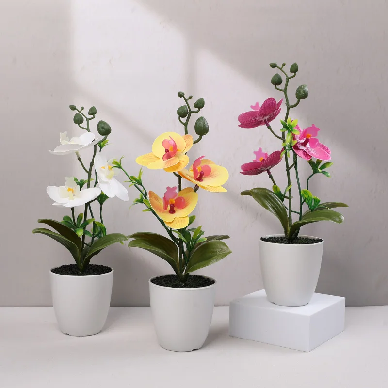 Bonsai Artificial Butterfly Orchid Silk Flower Potted Fake Plants For Home Garden Decoration Office Room Table Ornaments Wedding