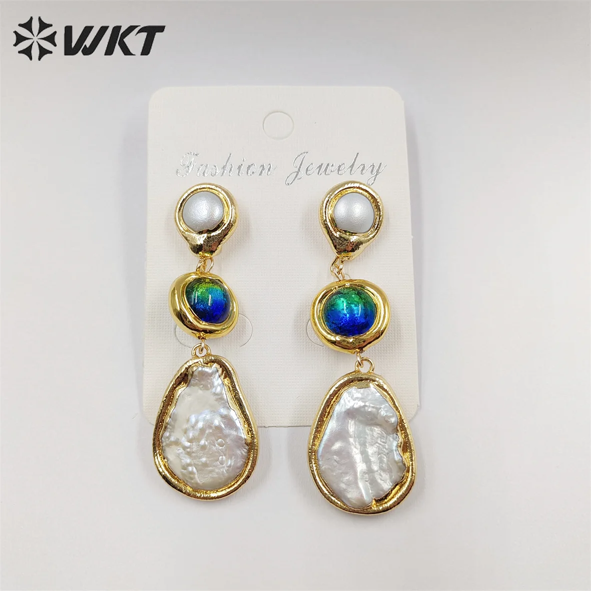 

WT-MPE089 WKT 2022 Exquisite Teardrop Freshwater Pearl Earrings New Sale Gold-Plated Noble Jewelry High-Quality INS