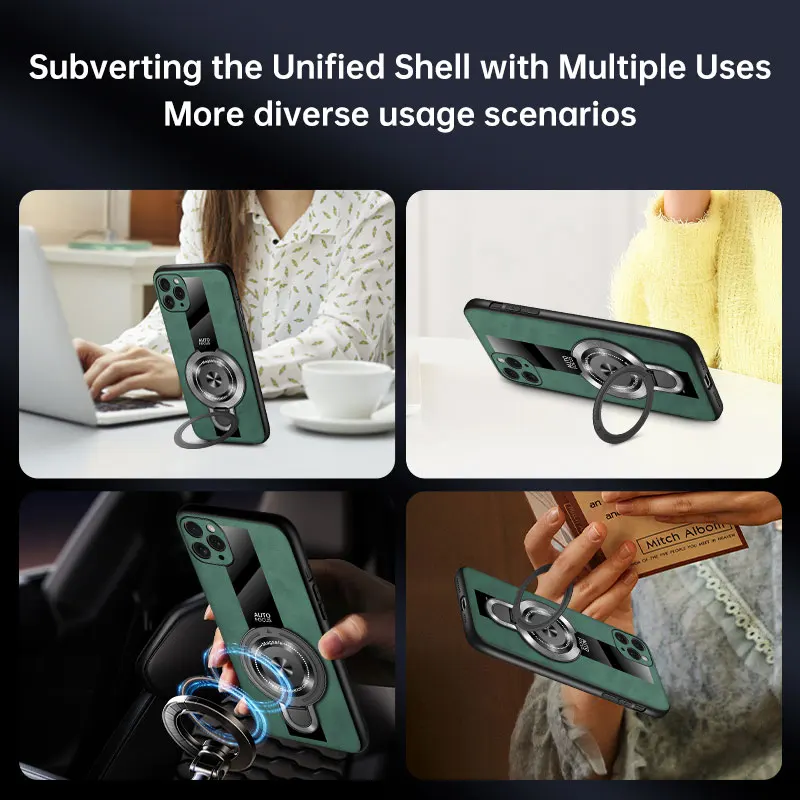 Luxury Magnetic Rotating Stand PU Leather Shockproof Phone Case