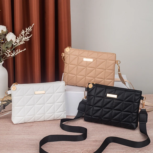 Minimalist solid color twill patch small square bag, versatile and trendy crossbody bag for women