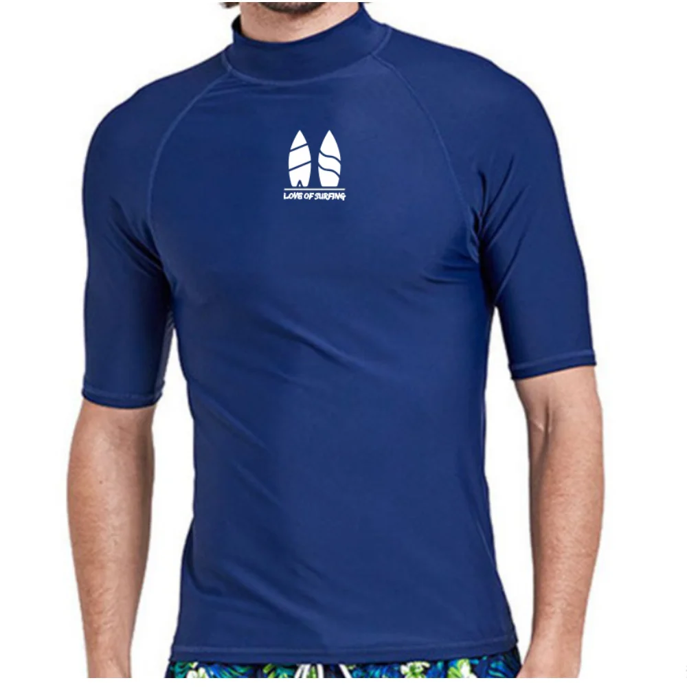 New Rash Guard Men's Surfing Shirt Swimming Short Sleeve Apparel Sun Protect Beach Wear Surfing Race Performance Shirts Hot Sale