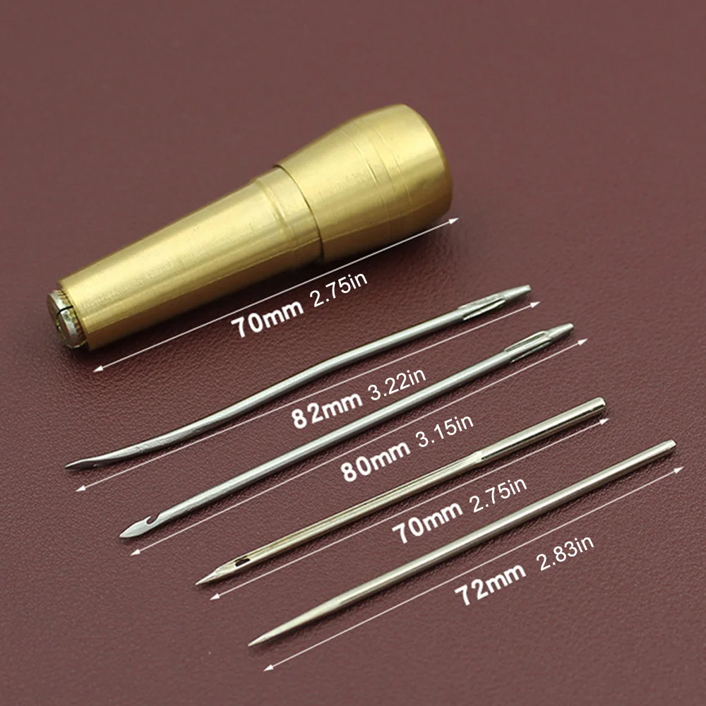 Leather Sewing Kit 5PCS/Set Leather Sewing Kit DIY Leather Sewing Awl Needle with Copper Handle Set Canvas Tent Shoes Repairing Tool