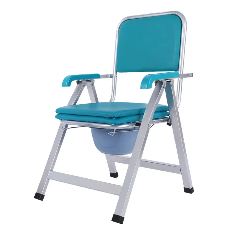 Wide Frame Toilet Chair, Elderly Shower Seat, Pregnant Women Mobility Aid, Foldable Wheel-Assisted Chair, Portable Commode Chair 5