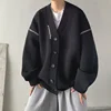 Japanese Sle V-Ne Knitwear Men's Loose Casual Faion Light Maturi Spring Autumn Outerwear Knitted Sweater Boy's Faion