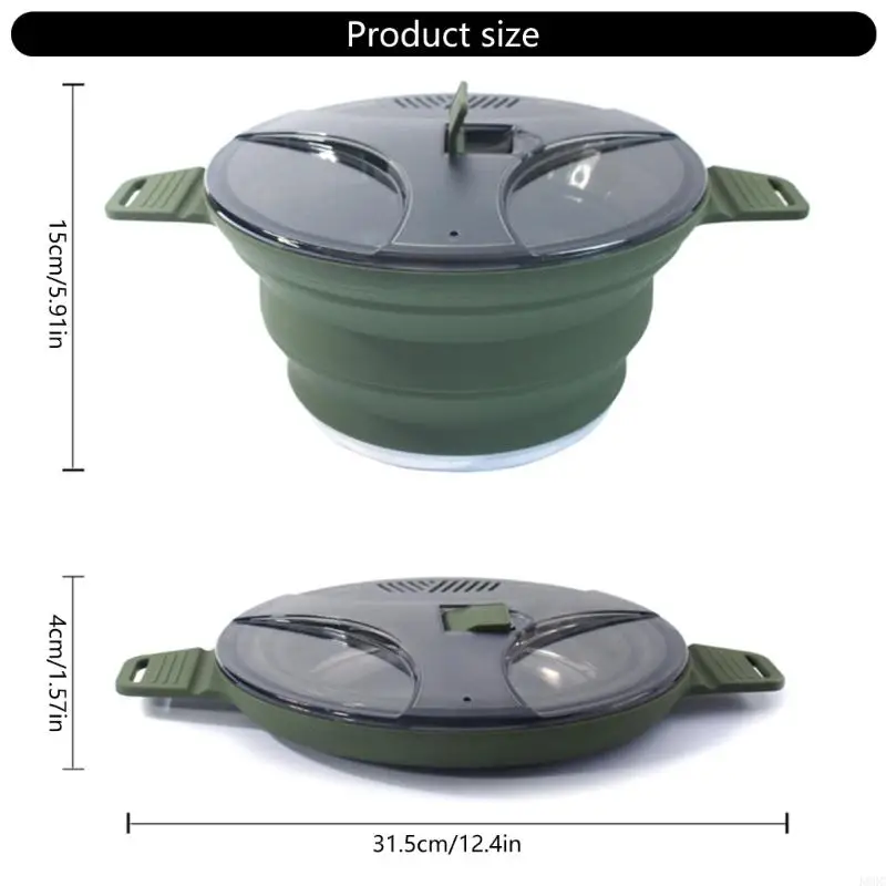 소형 접이식 실리콘 캠핑 냄비 스테인레스 스틸 내구성 야외 요리 하이킹 장비