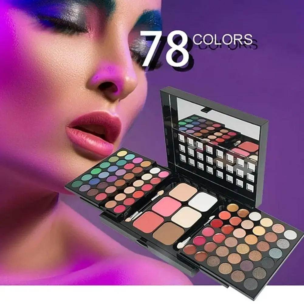 78Colors Pearlescent fine Glitter Eyeshadow Palette Matte Waterproof Long Lasting Pressed Powder Cosmetics Women Makeup