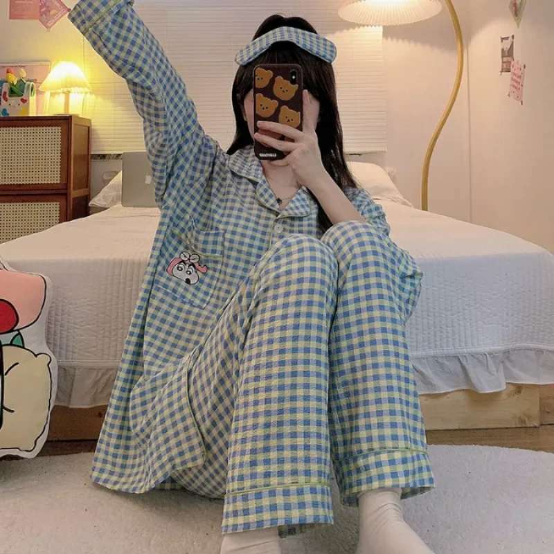 150kg Plus Size Silk Satin Pajamas Set Women 5XL Autumn Long Sleeve Sleepwear Soft Button Down Loungewear Loose Home Clothes