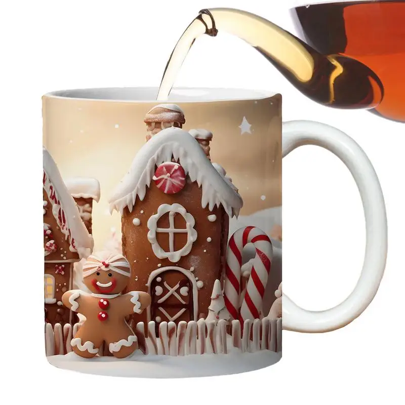 

Рождественская кофейная кружка, праздничные кофейные кружки с имбирем для мужчин, 350 мл, керамическая кружка для украшения стола, 3D Рисунок