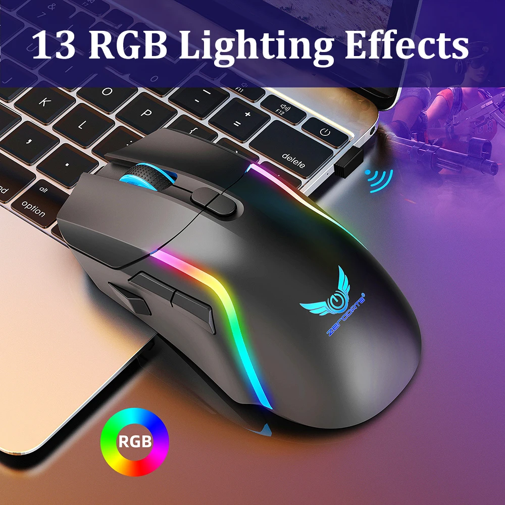 Wireless Mouse Gaming Mouse Wireless Mouse 2.4G RGB Mouse Esports Gaming 3200DPI 8 Buttons Rechargeable For MacBook Pro PC Computer Laptop Mice