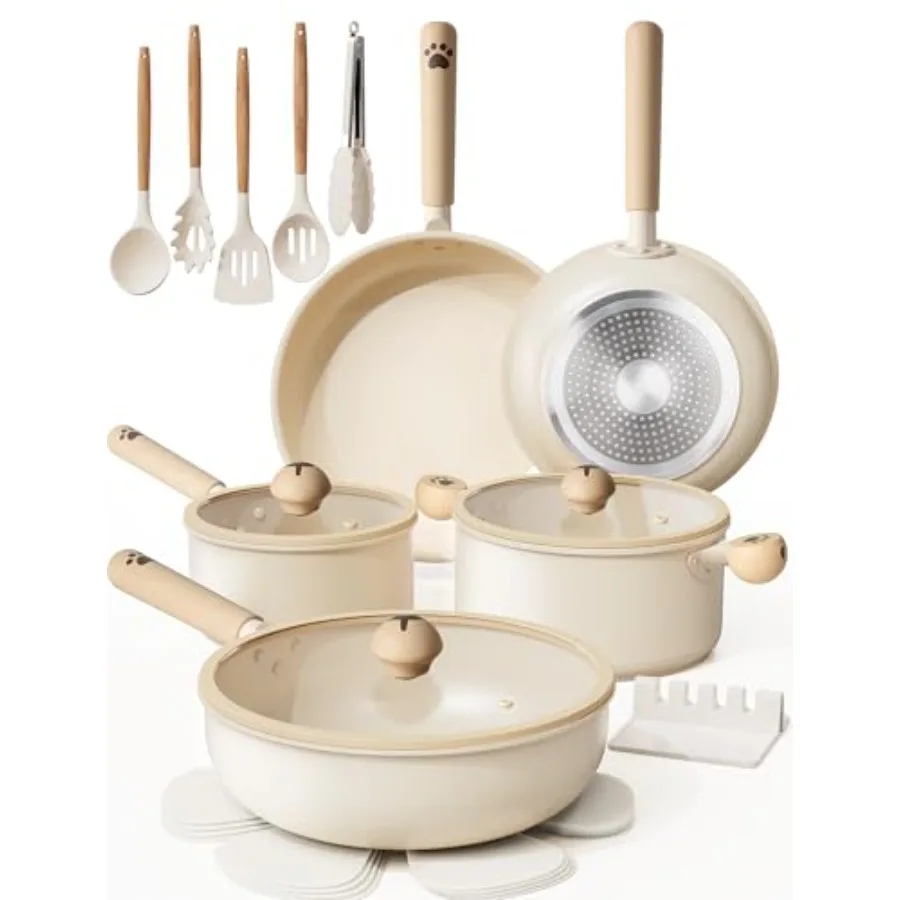 Pots and Pans Set Non Ceramic Cookware Set Non 8 Pcs Dishwasher Safe Induction Cookware for Everyday Cookinand Kitchen Gifts 1