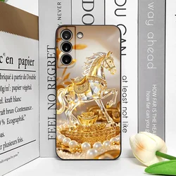 Luxury Crystal Golden Horse Pattern Shockproof Soft Phone Case - Galaxy A60 (M - C1697T1)