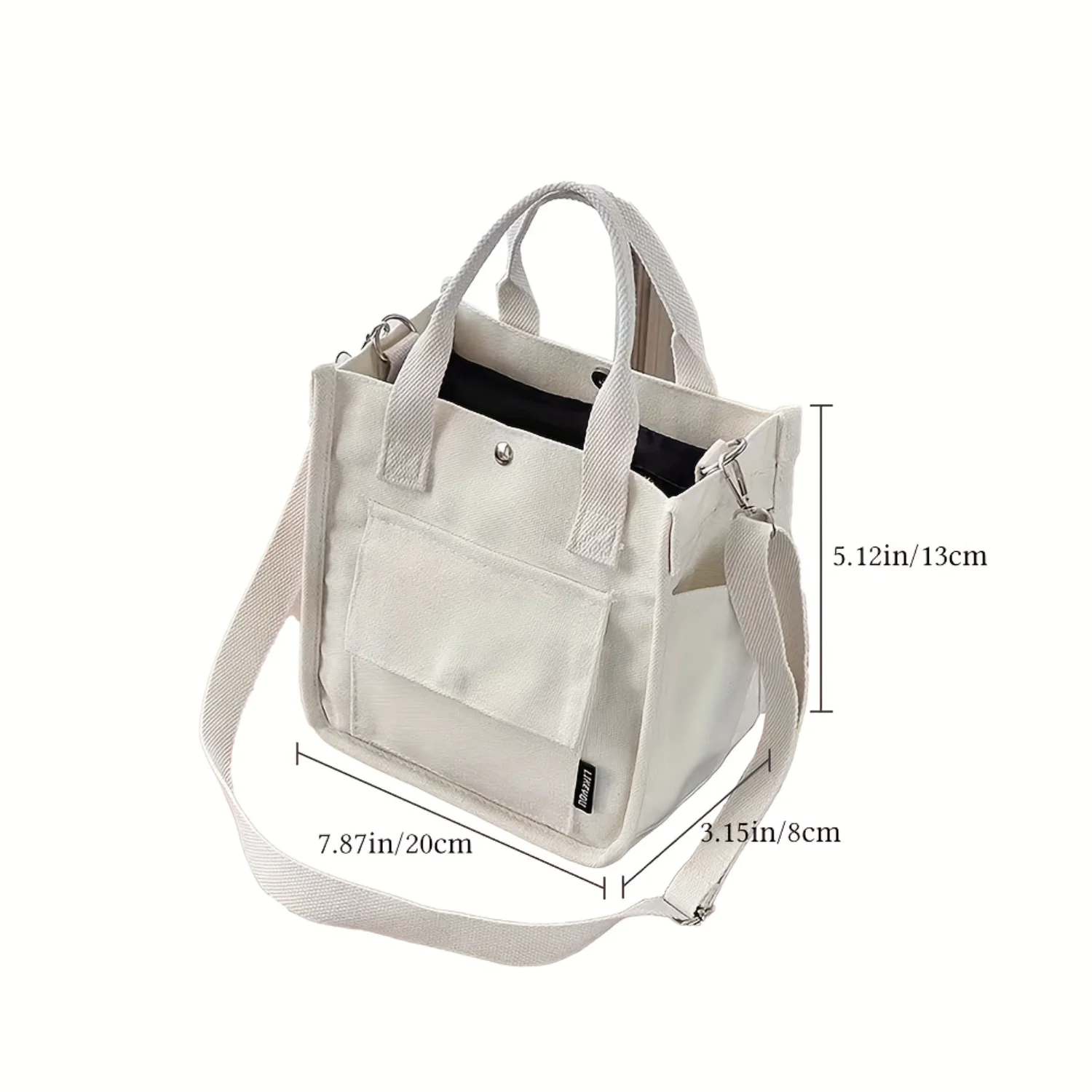 Compact Canvas Tote Bag - Strong  Closure, Stylish Multi-Pocket Crossbody, Handy Lunch Organizer, Versatile for Work & Casual -  4