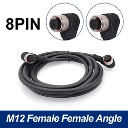 Durable Waterproof M12 Sensor Connector Cable with Dual Heads - 2m Wire, Male and Female, 4 to 8 Pin Options (Angle F to F 8 p)
