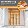 New Kitchen Drawer Cutlery Organizer 5/6 Compartments Bamboo Drawer Box Silverware Tray Durable Kitchen Drawer Organizer Tray 6