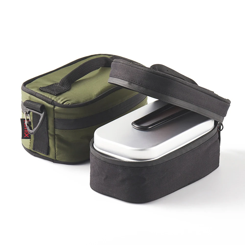 Outdoor Camping Tableware Lunch Box Storage Bag Portable Aluminum Thermal Picnic Bento Box Insulation Food Case Carrier Bag