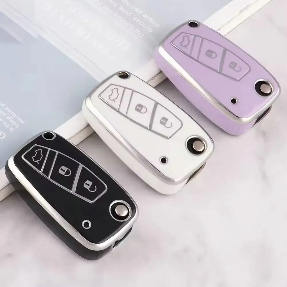 Nuovo Tpu Car Flip Key Case Cover Shell Fob Per Fiat 500/Panda/ Stilo/Punto/Doblo/Grande/Bravo 500/Ducato/Minibus Accessori