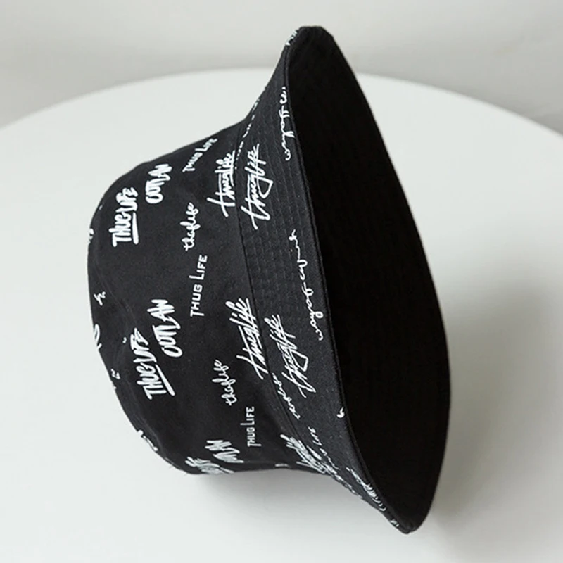 문자 자수 어부 모자, 어린이 문학적 레저 양면 착용, 다목적 태양 모자, 1 개