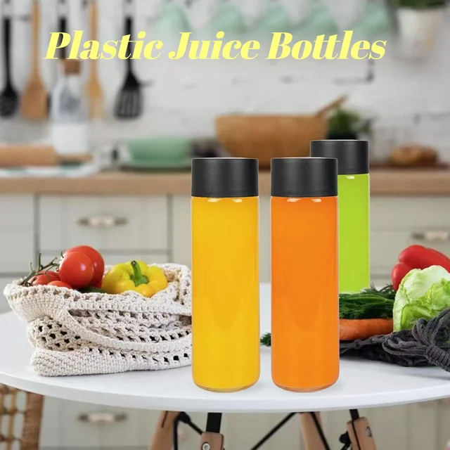 8pcs Plastic Juice Bottles,Round Drink bottle,for Storing Juice, Milk, Beverage.for summer beach partiy, outdoor picnics,camping 4