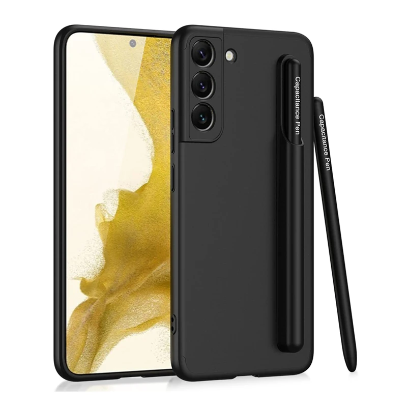 

For Samsung S22 Plus Frosted Phone Case Solid Color Simple S22 Removable Pen Slot Fine Hole Protective Case