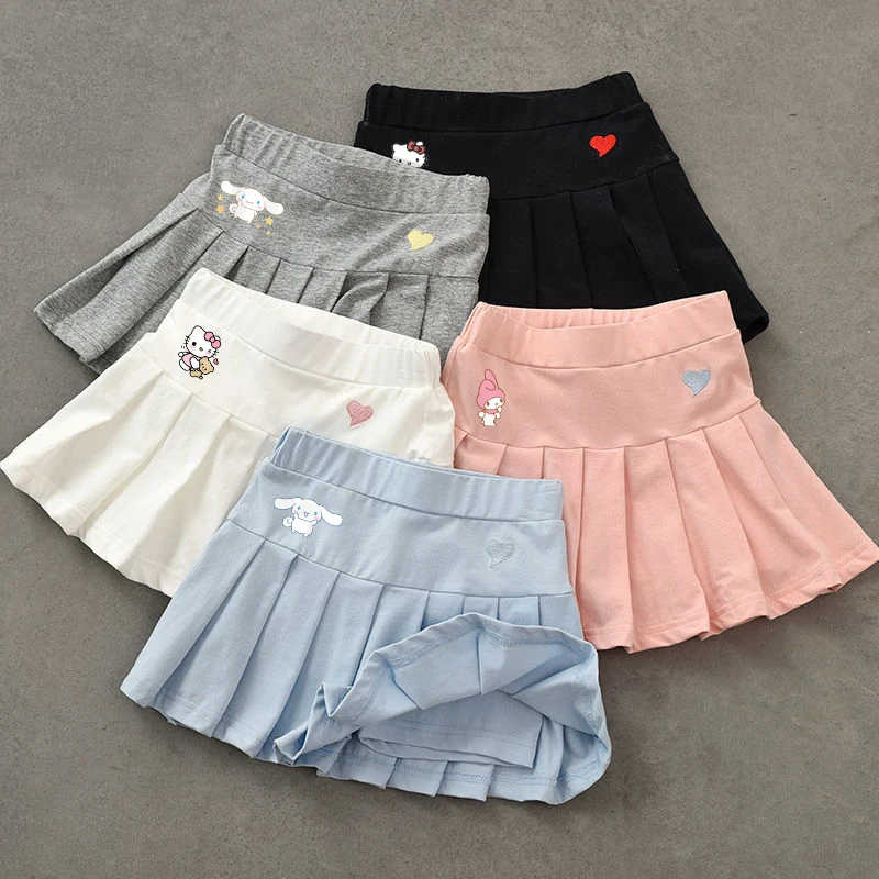 Miniso Hello Kitty Cinnamoroll Children Clothing My Melody Summer Girls Jk Pleated Skirt Bustier Skirt Children Bottoms Skirt