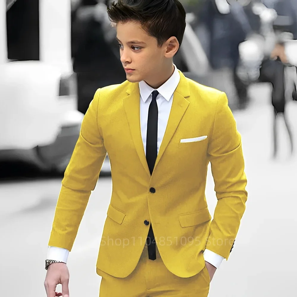 Boys Formal Suit Classic Notch Lapel Blazer And Pants Set for School Activities Wedding Ring Bearer Outfit 2 Pieces Kids Clothes