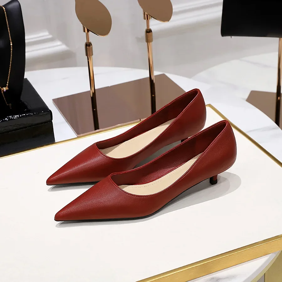 2023 Korean Version Women Pumps Fashion Low Heels Pointed Toe Female Shoes Office Work Oxford Shoes for Women Femme Zapatos 4