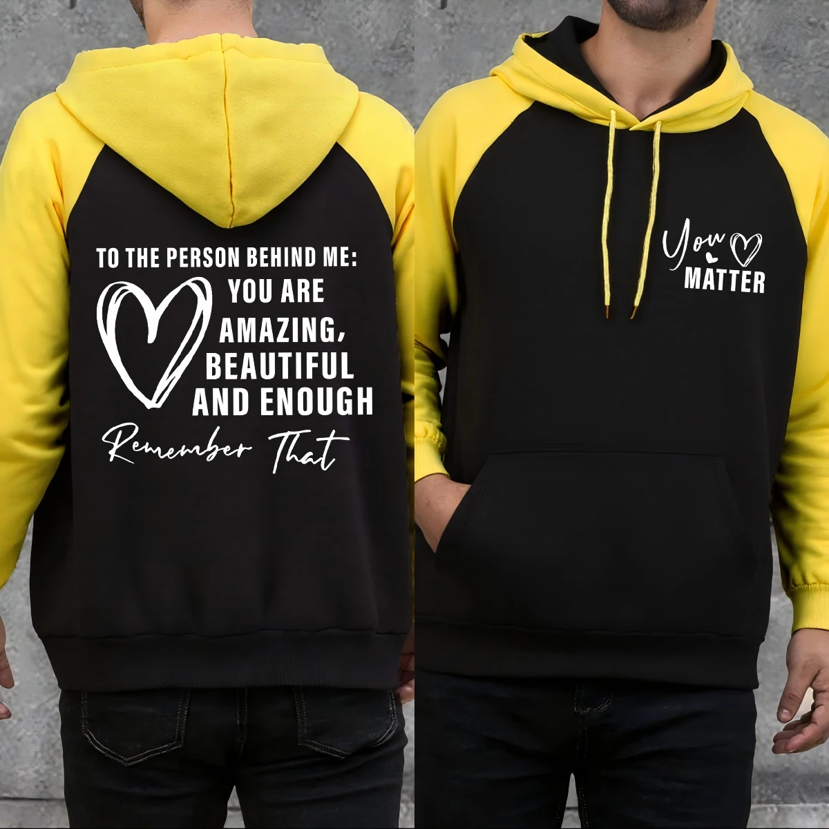 You Are Amazing Beautiful And Enough Heart Raglan Hoodies Men Casual Comics Clothes Basics Hoody Autumn Fleece Unisex Retro Top