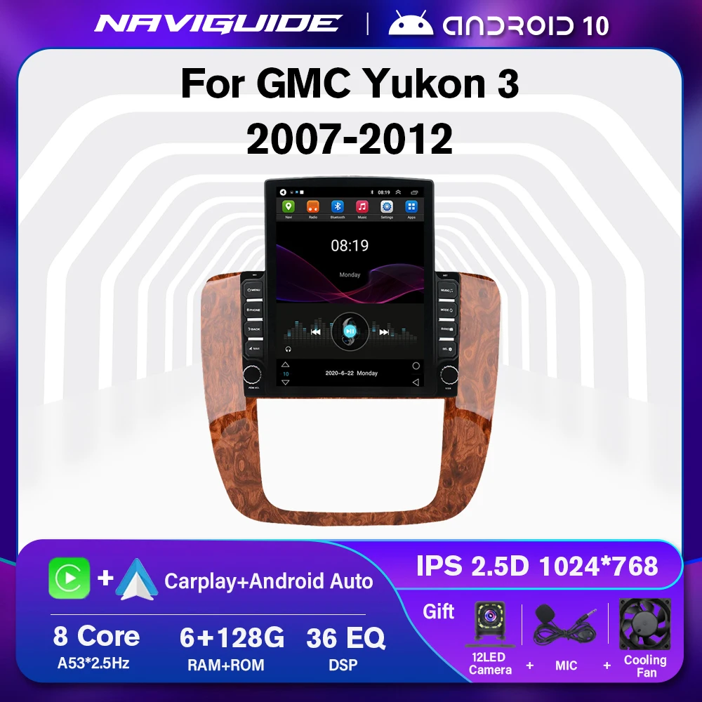 

Автомобильный радиоприемник IDE Tesla для GMC Yukon 3 2007-2012 Android 10, мультимедийный плеер, стереоприемник для Carplay, головное устройство No 2 din DVD